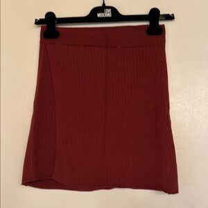 Free People Red Mini Pencil Wrap Skirt with Ribbed Style for Work